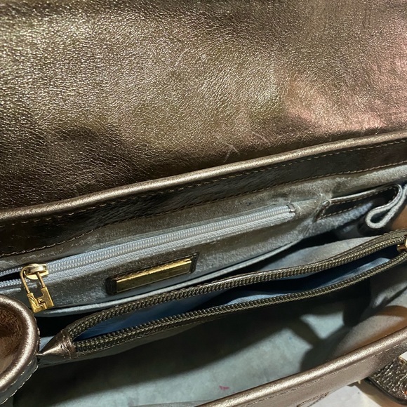 Lambertson truex gold metallic leather satchel bag - Picture 5 of 11